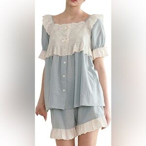 Gift for women, short sleeve pajama set, Victorian night